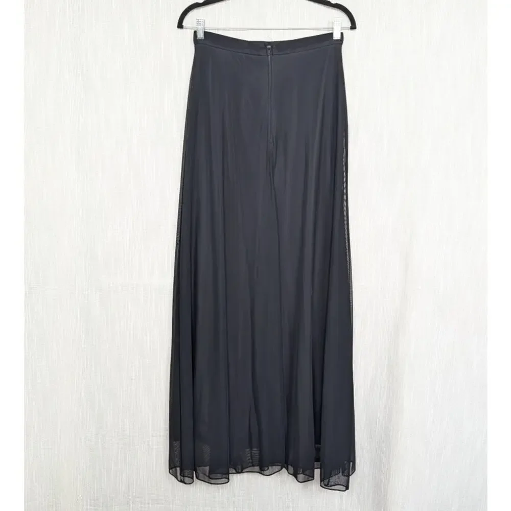 Tadashi Shoji Mesh Tulle Formal Maxi Skirt Vintage 1990s Womens 10 Black